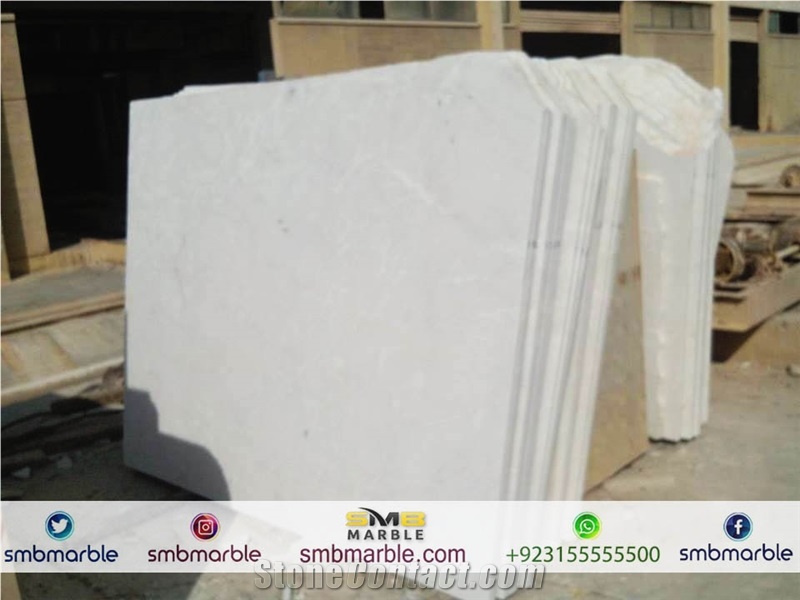 Pakistani Polished White Limestone Tiles & Slabs