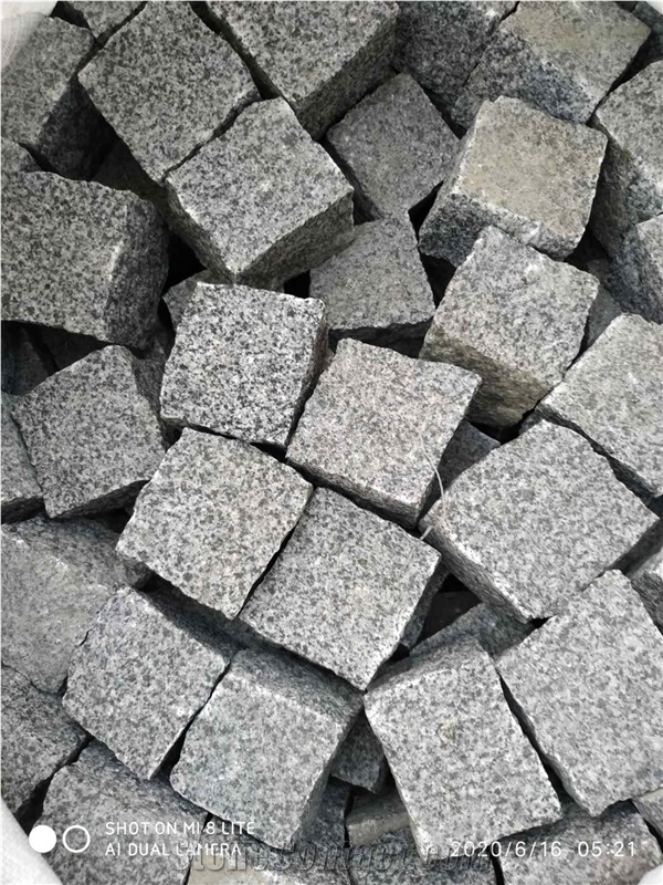 Grey Granite Cobble Stone, Grey Ukraine Granite Cubes