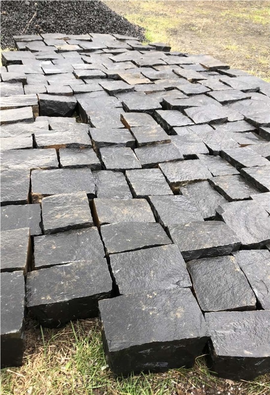 Kostopolsky Basalt Cube Stone,Black Basalt Cobblestone Pavers, Lava Stone Cobble