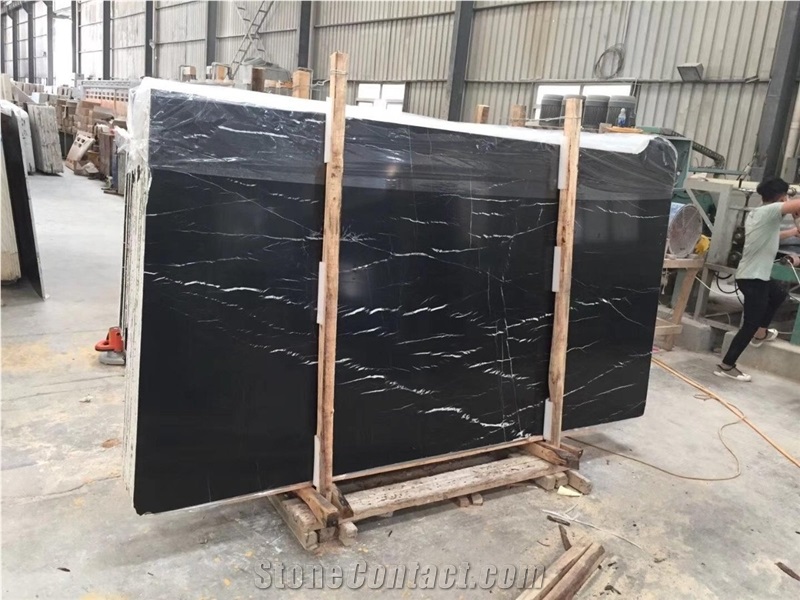 China Cheap Black Nero Marquina Marble Slab Floor Wall Tiles