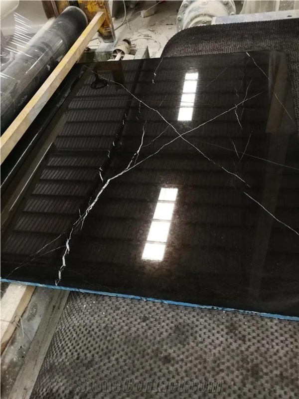 China Cheap Black Nero Marquina Marble Slab Floor Wall Tiles