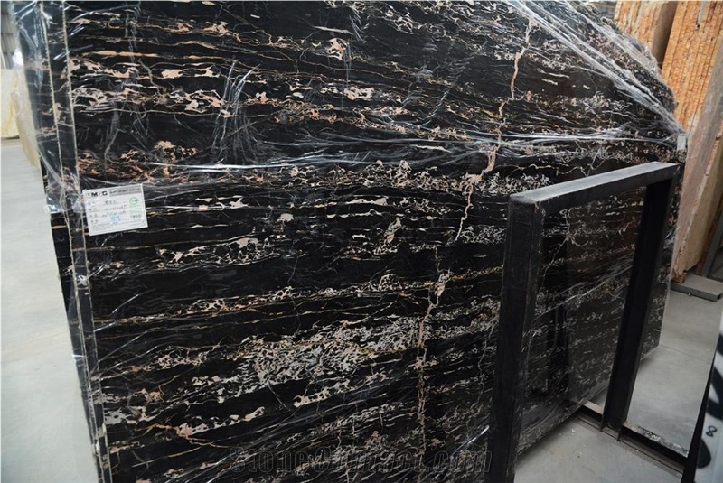 Italy Black Portoto Nero Giallo Marble Slabs Wall Floor Tile