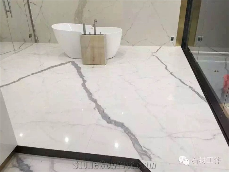 Luxurious Bianco Calacatta White Marble Slabs and Wall Tiles