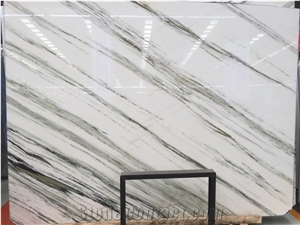 China Bianco White Marble Diagonal Grain Slabs Wall Floor