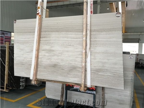 White Wood Grain Marble Slab Tile Wall Floor