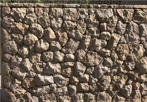 Beige Granite Mushroom Wall Clading,Garden Retaining Wall