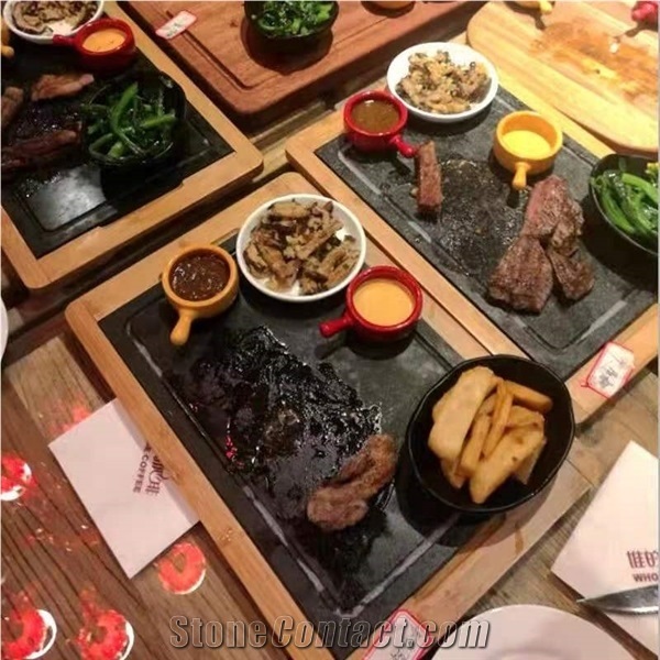 Black Granite Steak Cooking Stone Restaurant Could Heat Use