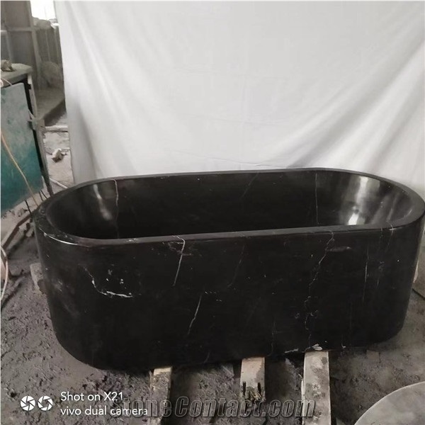 Black Marble Rectangle Bathtub for Fat People