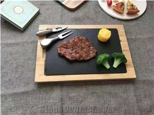 Black Slate Cooking Steak Stone Kitchenware Lunch Dish Decor