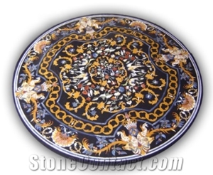 Interior Round Mosaic Inlay Cafe Bistro Marble Table Top