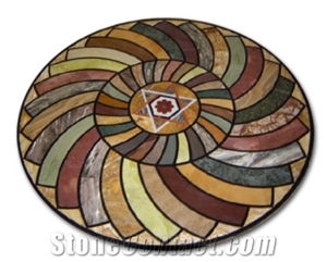 Interior Round Mosaic Inlay Cafe Bistro Marble Table Top
