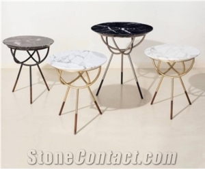 Marble Living Room Round Desk Table Top Design Decoration