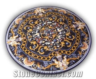 Marble Stone Mosaic Overlay Coffee Table Top Decoration