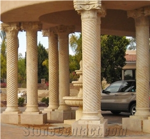 Outdoor Decoration Strip Gazebo Beige Marble Carved Pillar