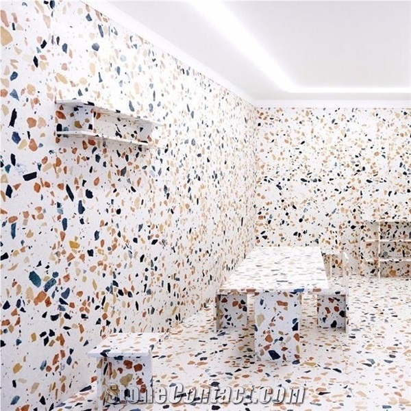 White Artificial Terrazzo Flooring Paver,Interior Trim Cover