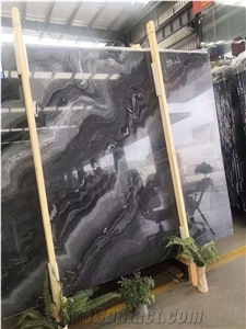 Brazil Black with the White Line Marble Slabs,Tiles