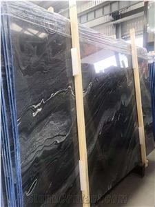 Brazil Black with the White Line Marble Slabs,Tiles