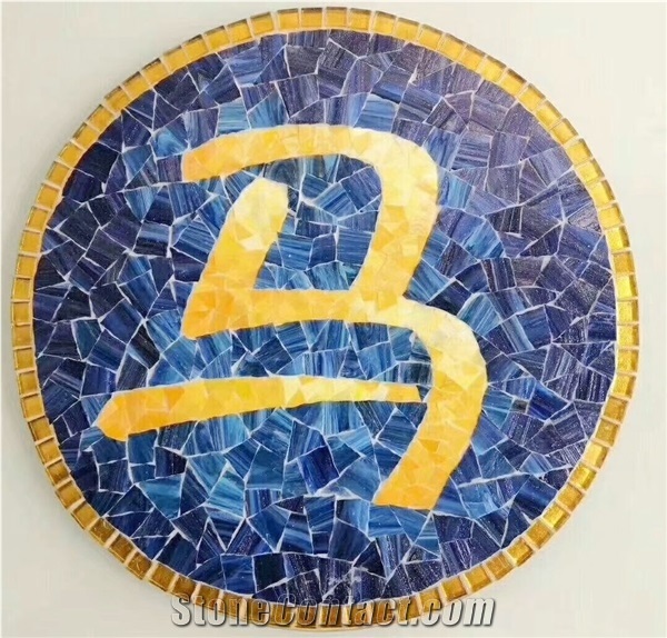 Chinese Characters Made by Glass Mosaic Art Medallion