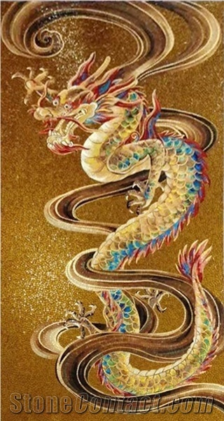 Colorful Dragon Photo Background Glass Mosaic Art Medallion