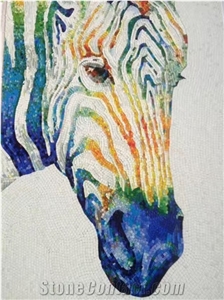 Colorful Horse"S Head Glass Mosaic Art Medallion