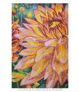 Colorful Lotus Scenery Series Glass Mosaic Artworks