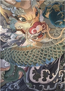 Dragon Photo Background Glass Mosaic Art Medallion