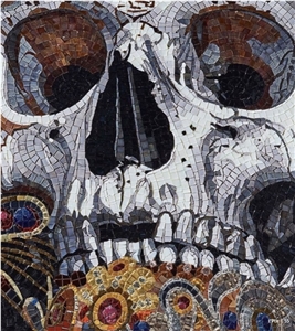 Human Skeleton Glass Mosaic Art Medallion Pictures