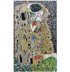 Kiss Of Abstract Klimt Charactersseries Glass Mosaic