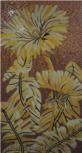 Light Yellow Chrysanthemum Flower Glass Mosaic Artworks