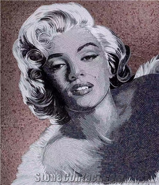 Marilyn Monroe Black White Glass Mosaic Art Medallion