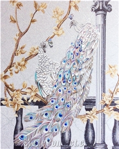 Nice Beautiful Peacock Series Glass Mosaic Artworks
