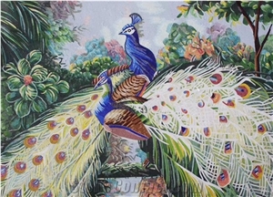 Nice Beautiful Peacock with Yellow Series Glass Mosaic