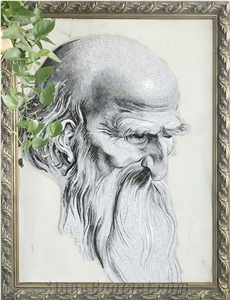 Old Man Glass Mosaic Artworks Medallion