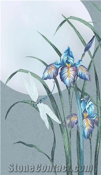 Orchid with Green Leaves as Background Glass Mosaic