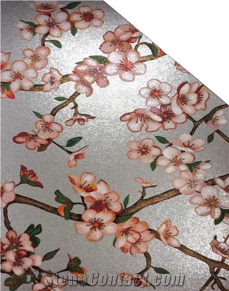 Plum Blossom Glass Mosaic Art Medallion Design