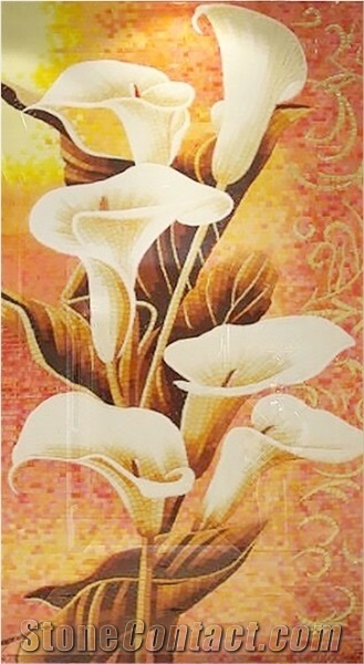 Shiny Calla Flowers Scenery Glass Mosaic Artworks for Wall