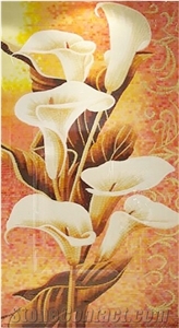 Shiny Calla Flowers Scenery Glass Mosaic Artworks for Wall