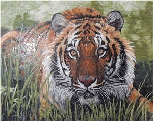 Tiger Glass Mosaic Artworks Medallion Animal Photos