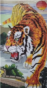 Tiger Going Down the Mountain Glass Animal Photos