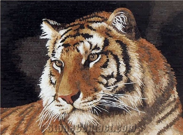 Tiger Head Glass Mosaic Artworks Medallion Animal Photos