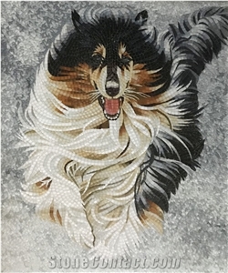 Wolfdog Glass Mosaic Artworks Medallion Animal Photos