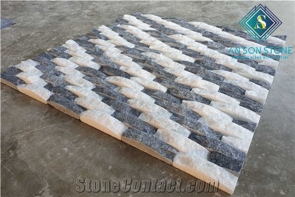 Best Stone for Wall Wave Design Black and White Wall Panel