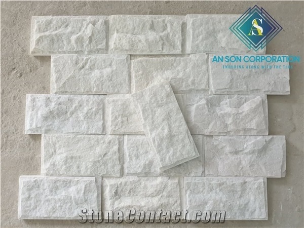 Milky White Marble Wall Panel Mushroom Face from Vietnam