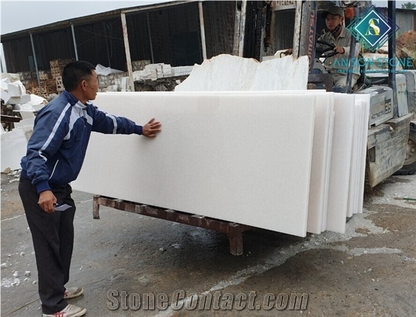 Small Slabs Polished White Marble from Vietnam Factory