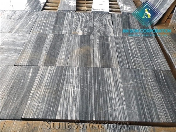 Tiger Vein Black Marble Slabs & Tiles, Viet Nam Black Marble