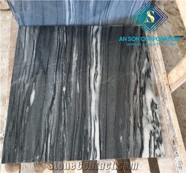 Tiger Vein Black Marble Slabs & Tiles, Viet Nam Black Marble