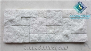 Tumbled Crystal White Marble Wall Panel Combination Design