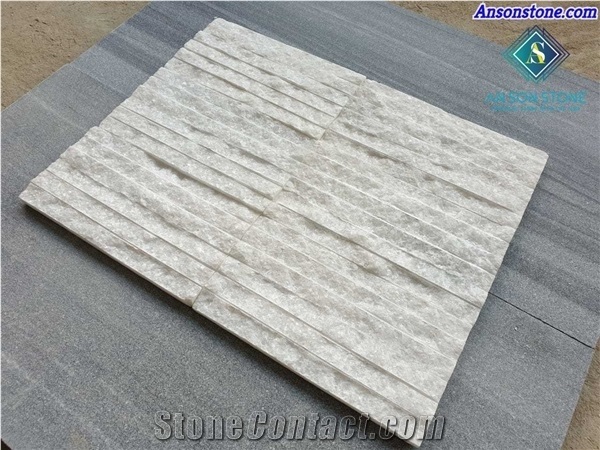White Marble Line Chiseled Wall Panel