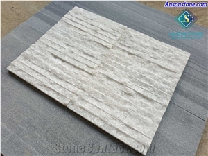 White Marble Line Chiseled Wall Panel