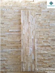Yellow Marble Wall Panel Combination 10 Lines Culture Stone